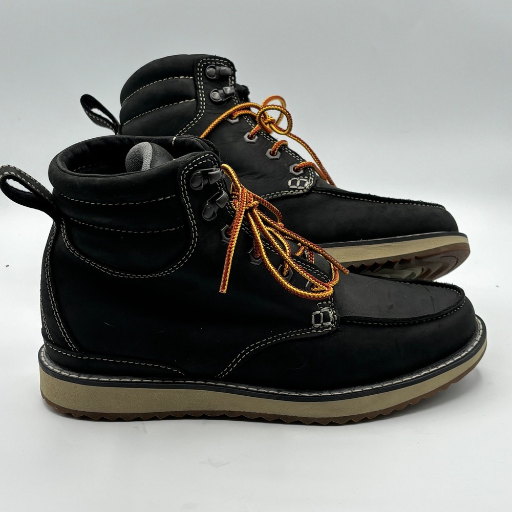 LL Bean Stonington Boots Women's 9 Black Leather Moc Toe Wedge Casual Gorpcore